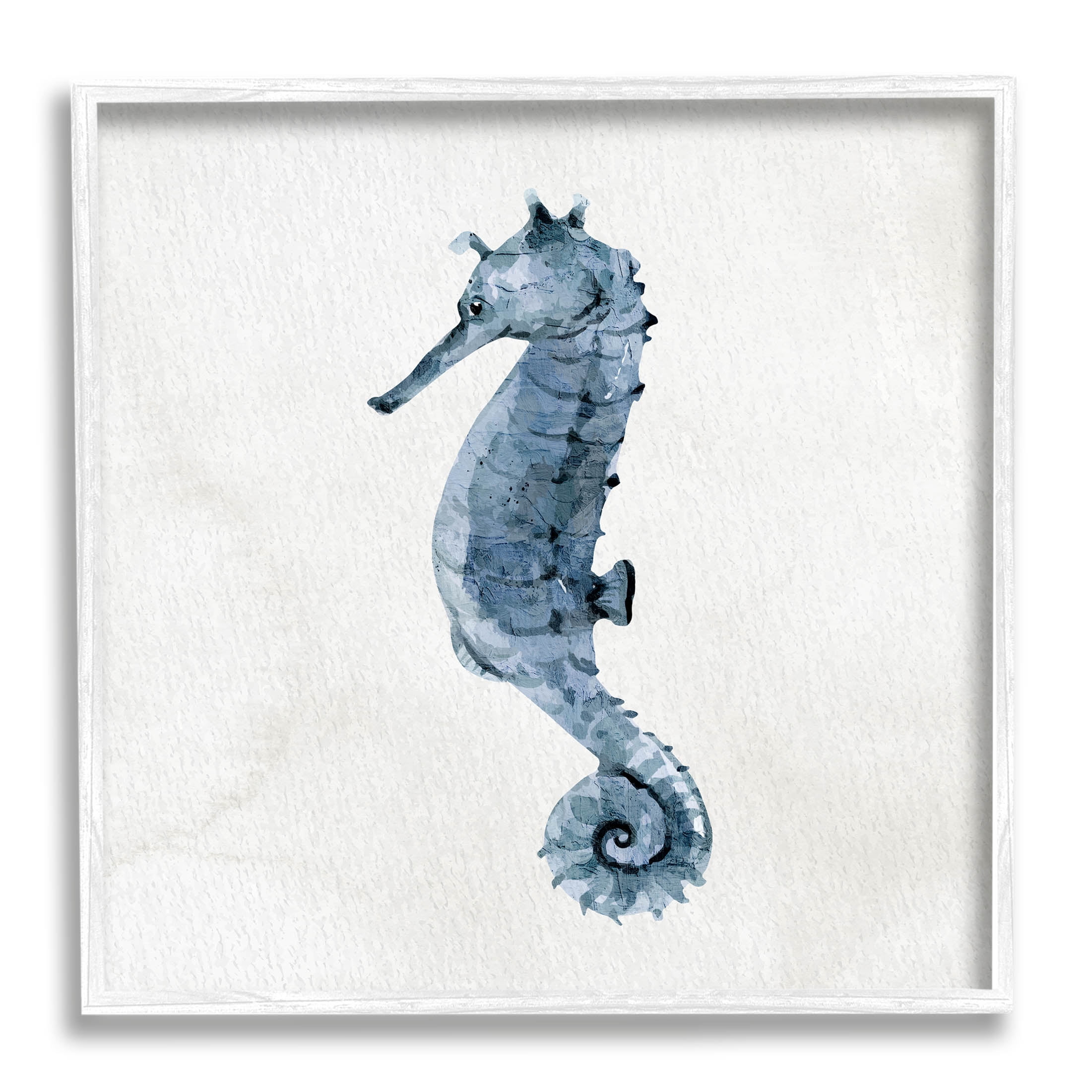 Stupell Industries Nautical Seahorse Wildlife Portrait Graphic Art White Framed Art Print Wall Art, Design by Kim Allen