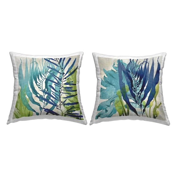 Stupell Industries Nautical Seaweed Grass Layered Printed Throw Pillow Design by Melonie Miller (Set of 2)
