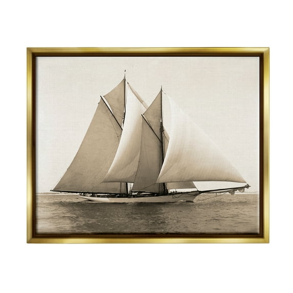 Stupell Industries Nautical Ship Photography Transportation Photography Gold Floater Framed Art Print Wall Art, 31 x 25
