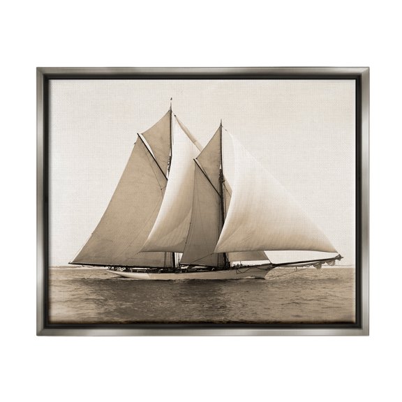 Stupell Industries Nautical Ship Photography Transportation Photography Gray Floater Framed Art Print Wall Art, 21 x 17