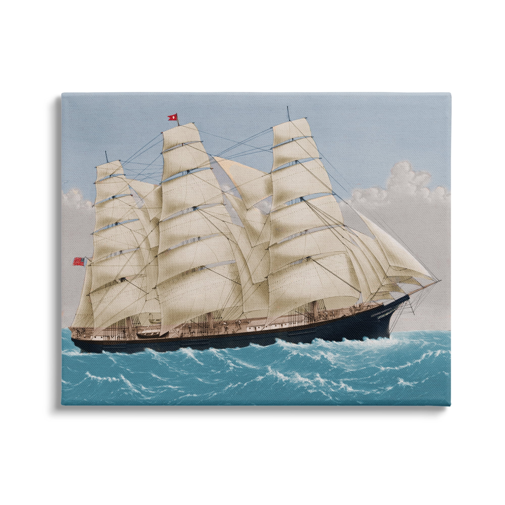 Stupell Industries Nautical Ship Sailing Transportation Painting Gallery Wrapped Canvas Print Wall Art, 40 x 30
