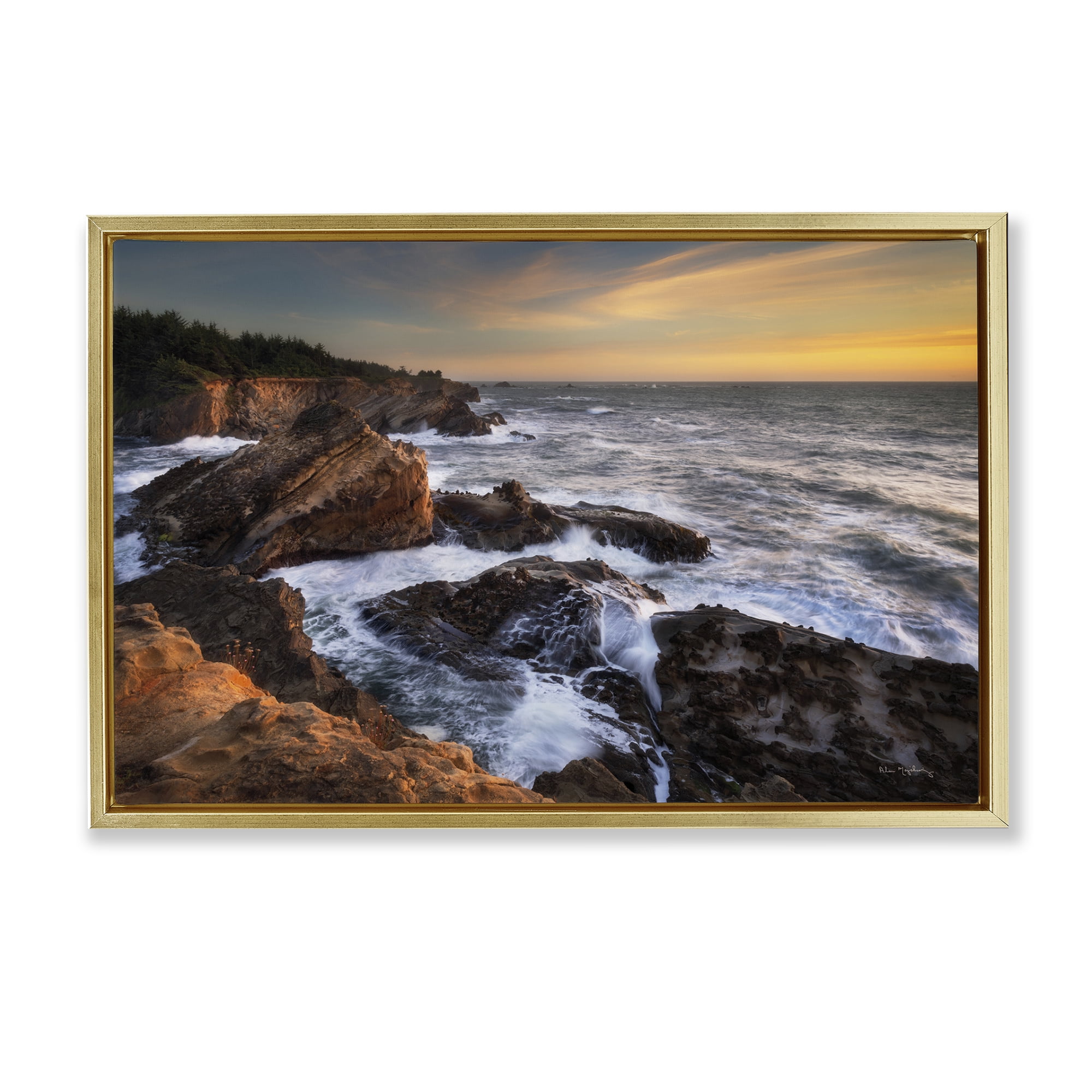 Stupell Industries Nautical Shore Acres Nautical & Beach Photography Gold Floater Framed Canvas Art Print Wall Art, 31 x 21