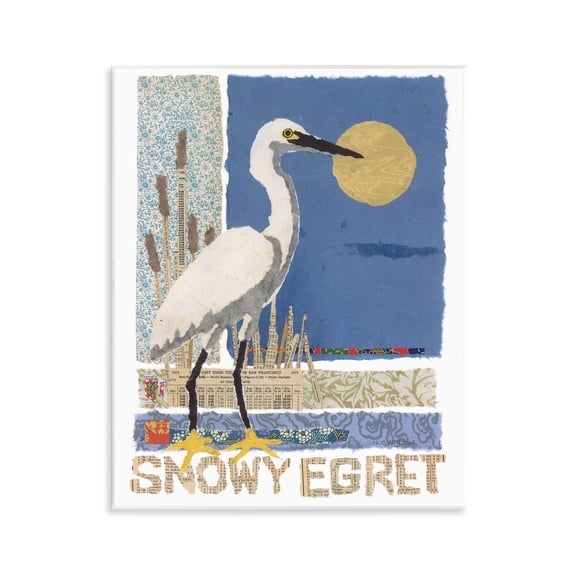 Stupell Industries Nautical Snowy Egret Wall Plaque Art design by Nancy Overton, 14 x 11