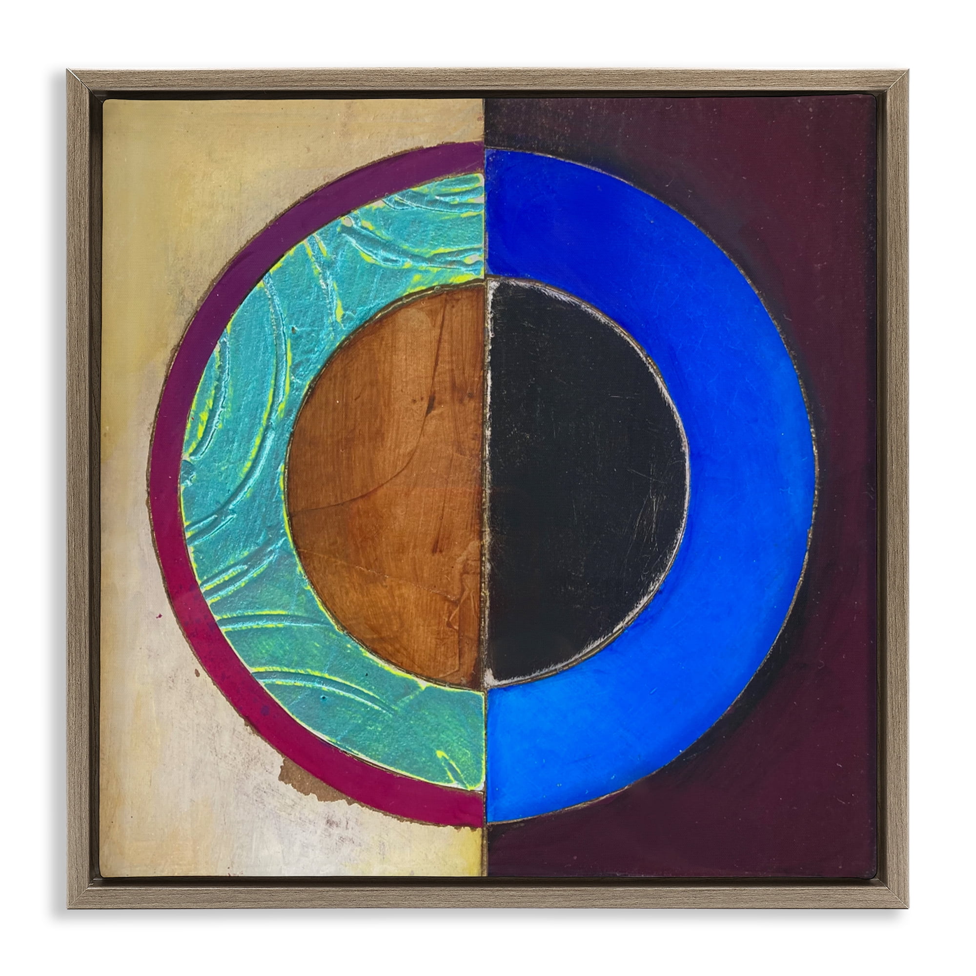 Stupell Industries Nautical Split Circle Brown Framed Floater Canvas Wall Art, design by Matthew Finger