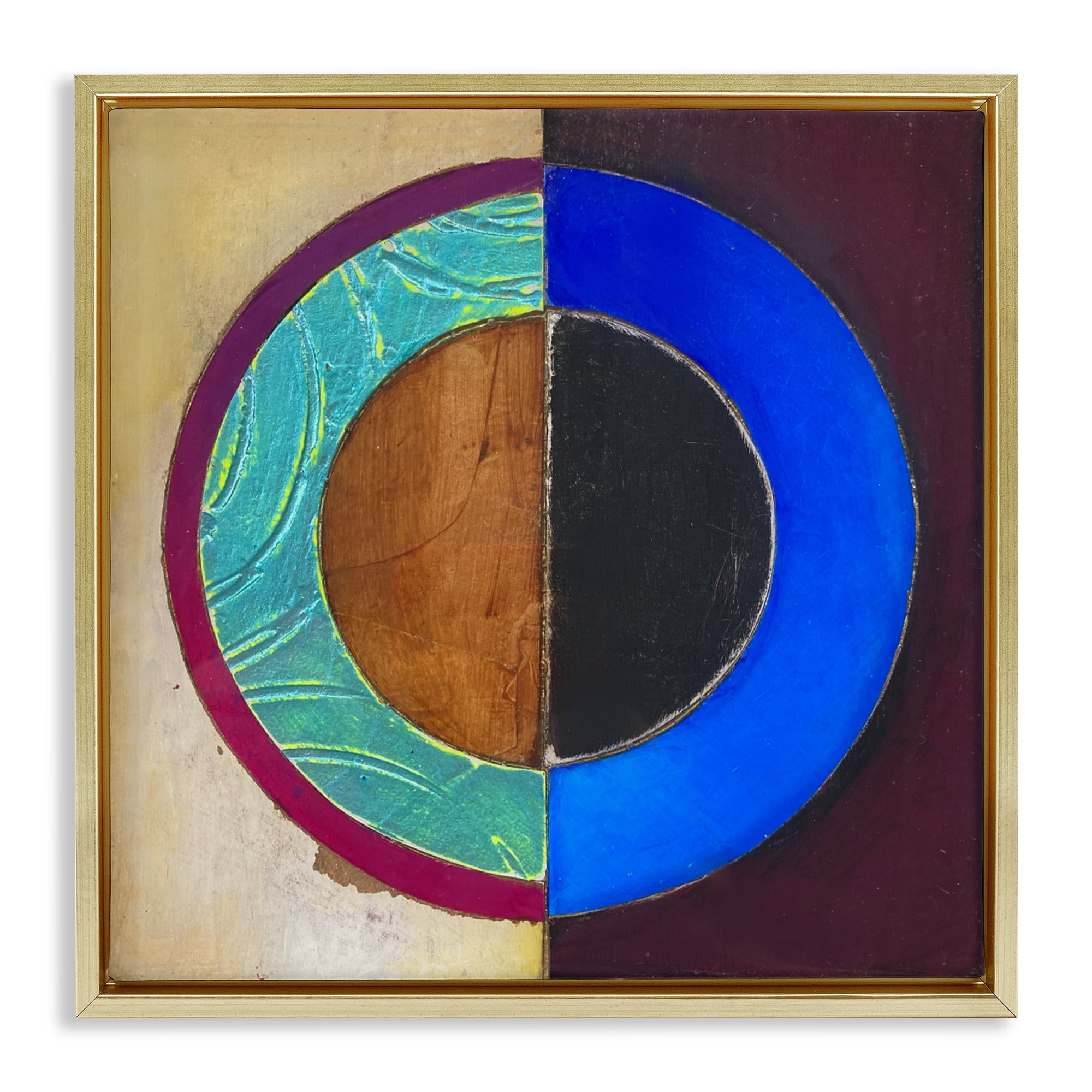Stupell Industries Nautical Split Circle Gold Framed Floater Canvas Wall Art, design by Matthew Finger