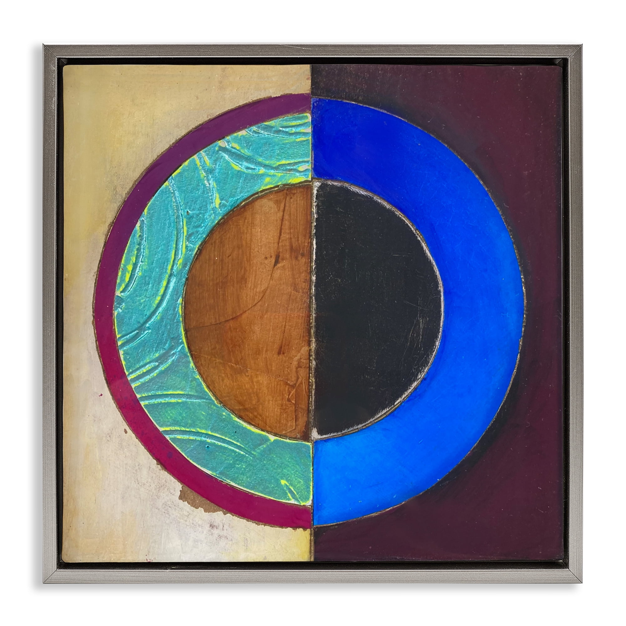 Stupell Industries Nautical Split Circle Gray Framed Floater Canvas Wall Art, design by Matthew Finger