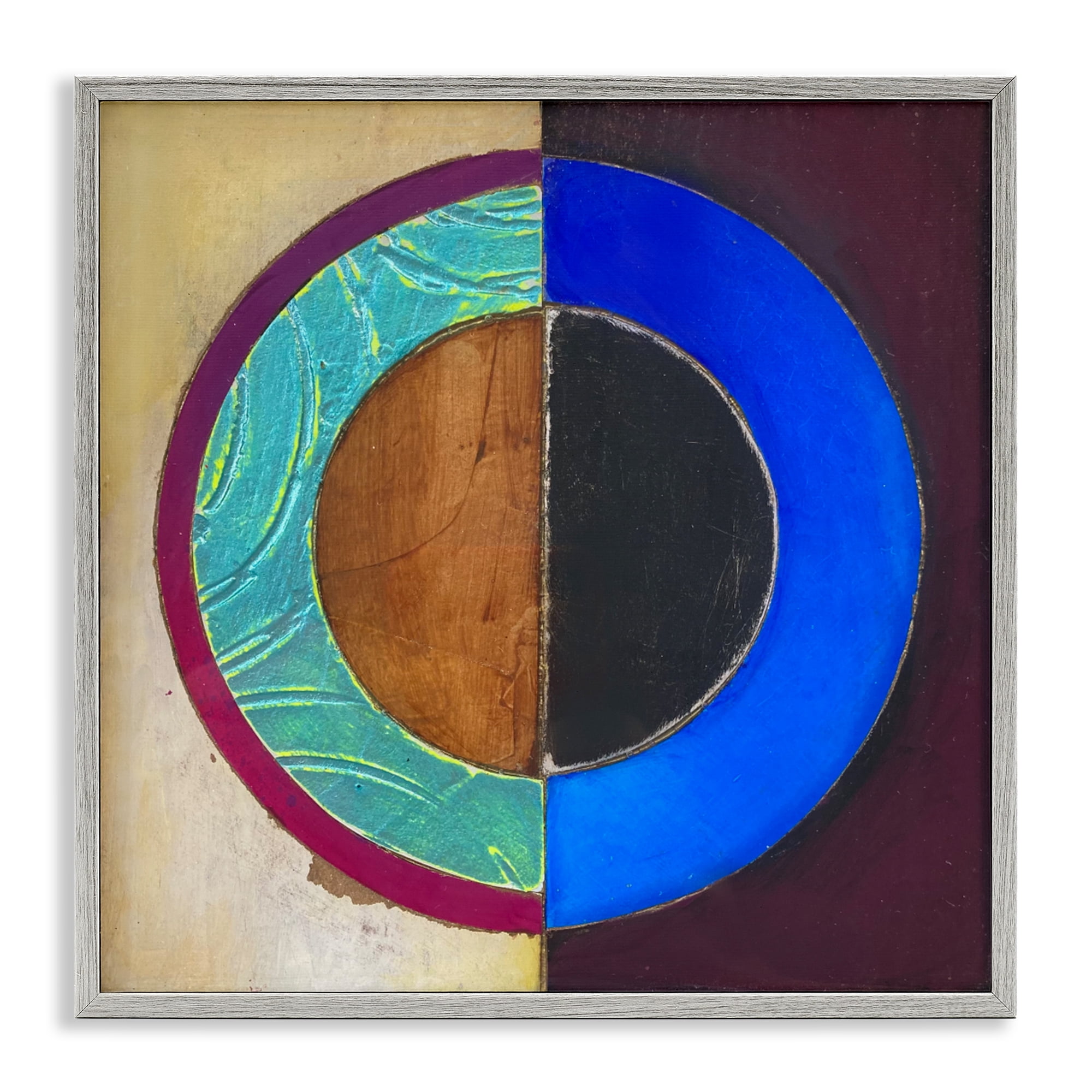 Stupell Industries Nautical Split Circle Gray Framed Giclee Art, design by Matthew Finger