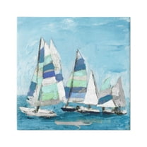 Stupell Industries Nautical Striped Sail Boats Summertime Ocean Painting Painting Gallery Wrapped Canvas Print Wall Art, Design by Katrina Craven
