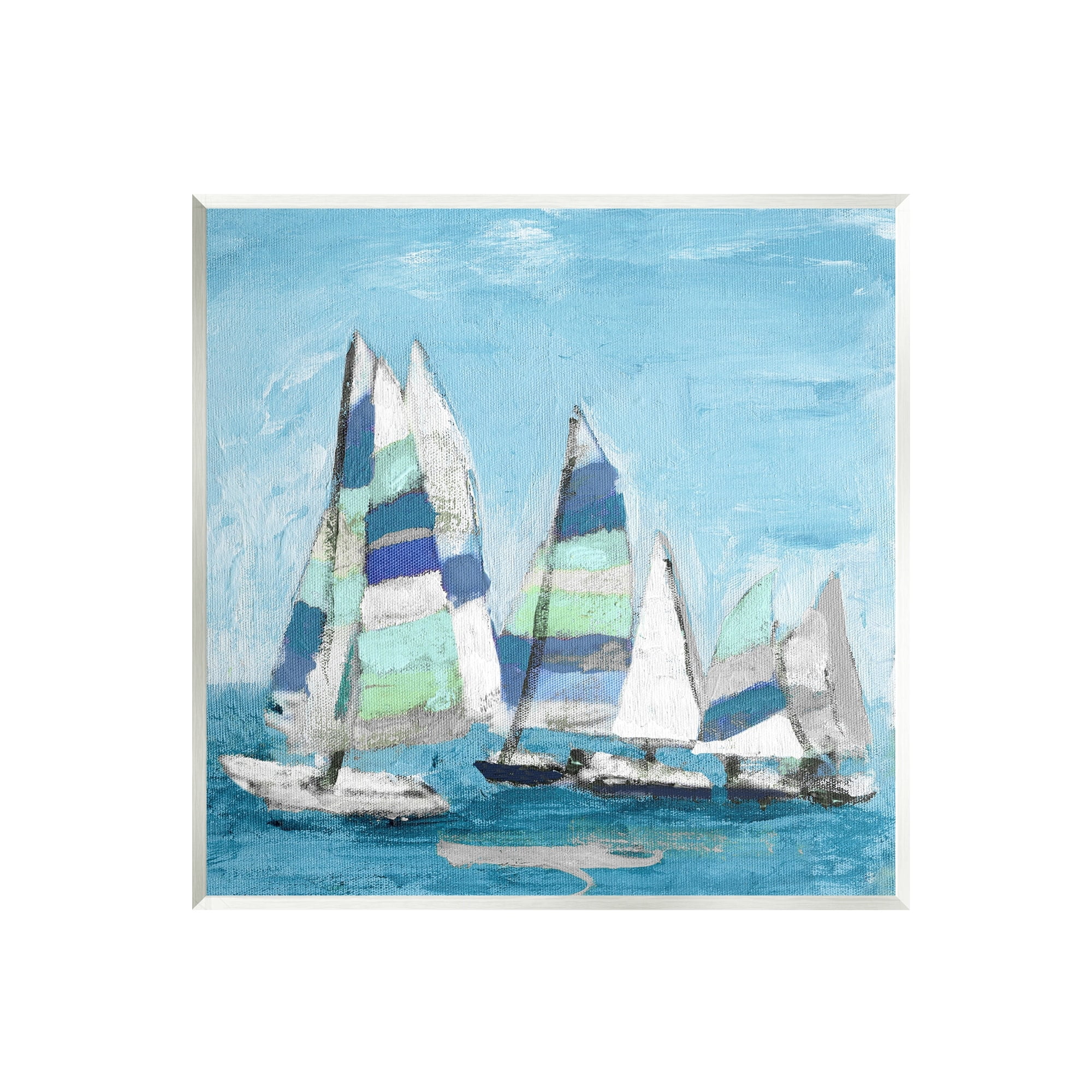 Stupell Industries Nautical Striped Sail Boats Summertime Ocean Painting Painting Unframed Art Print Wall Art, Design by Katrina Craven