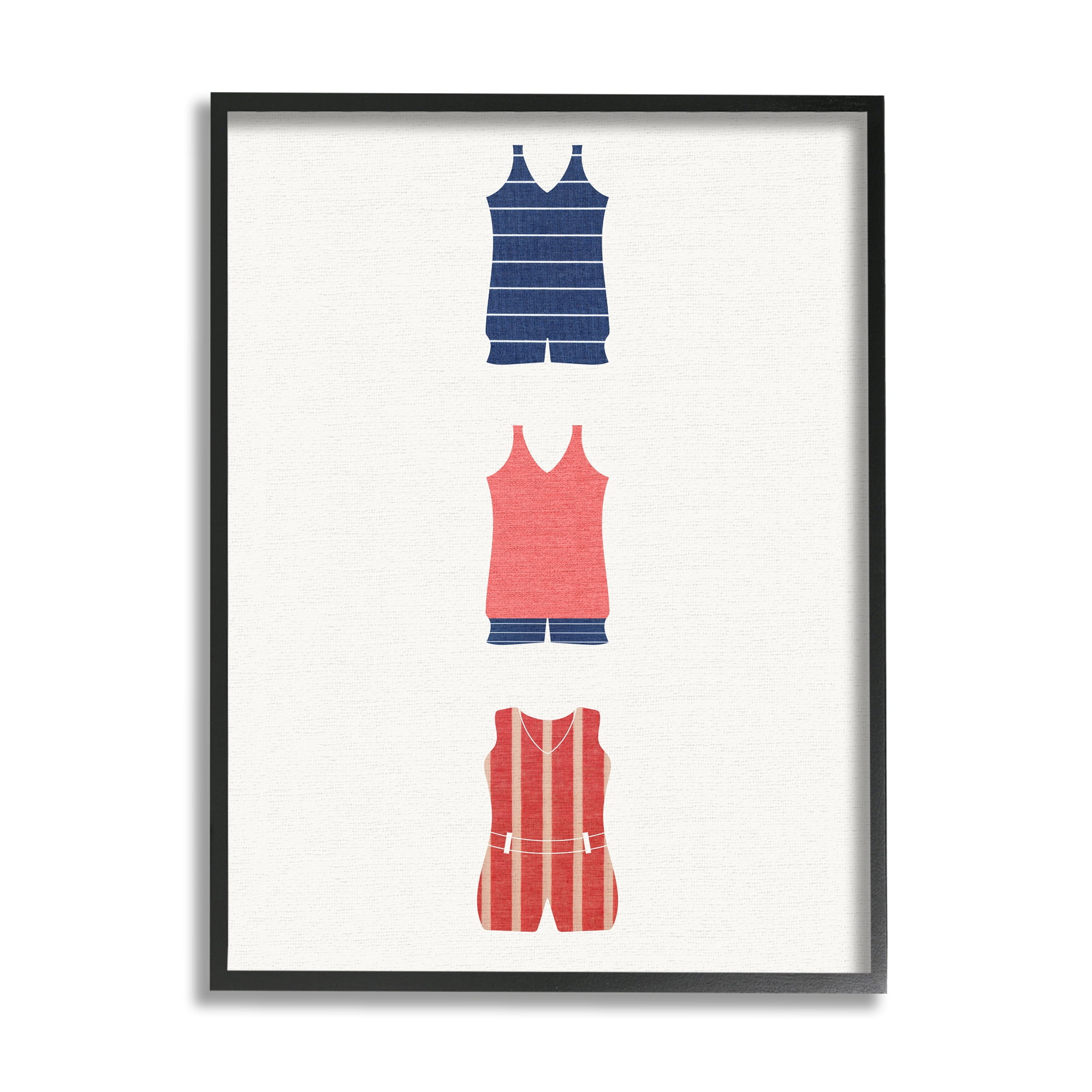 Stupell Industries Nautical Swim Clothes Beauty & Fashion Painting Black Framed Art Print Wall Art, 16 x 20