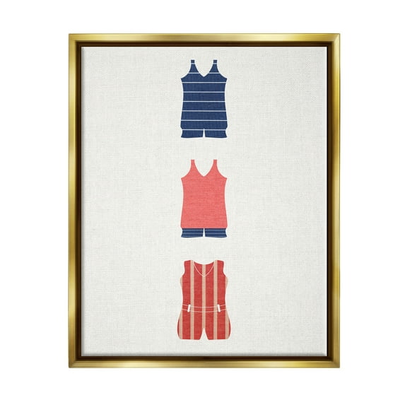 Stupell Industries Nautical Swim Clothes Beauty & Fashion Painting Gold Floater Framed Canvas Art Print Wall Art, 25 x 31