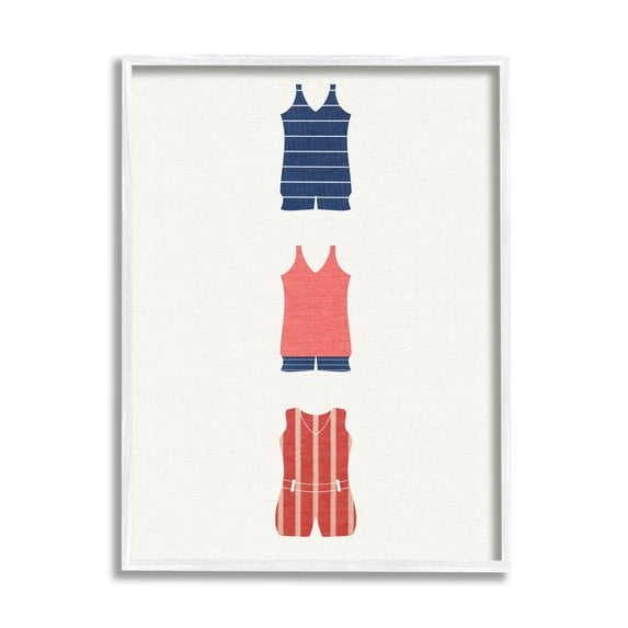 Stupell Industries Nautical Swim Clothes Beauty & Fashion Painting White Framed Art Print Wall Art, 11 x 14