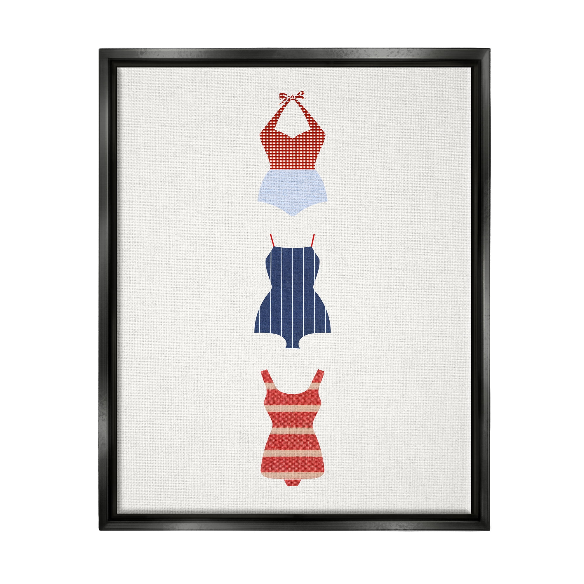 Stupell Industries Nautical Swim Style Beauty & Fashion Painting Black Floater Framed Canvas Art Print Wall Art, 17 x 21