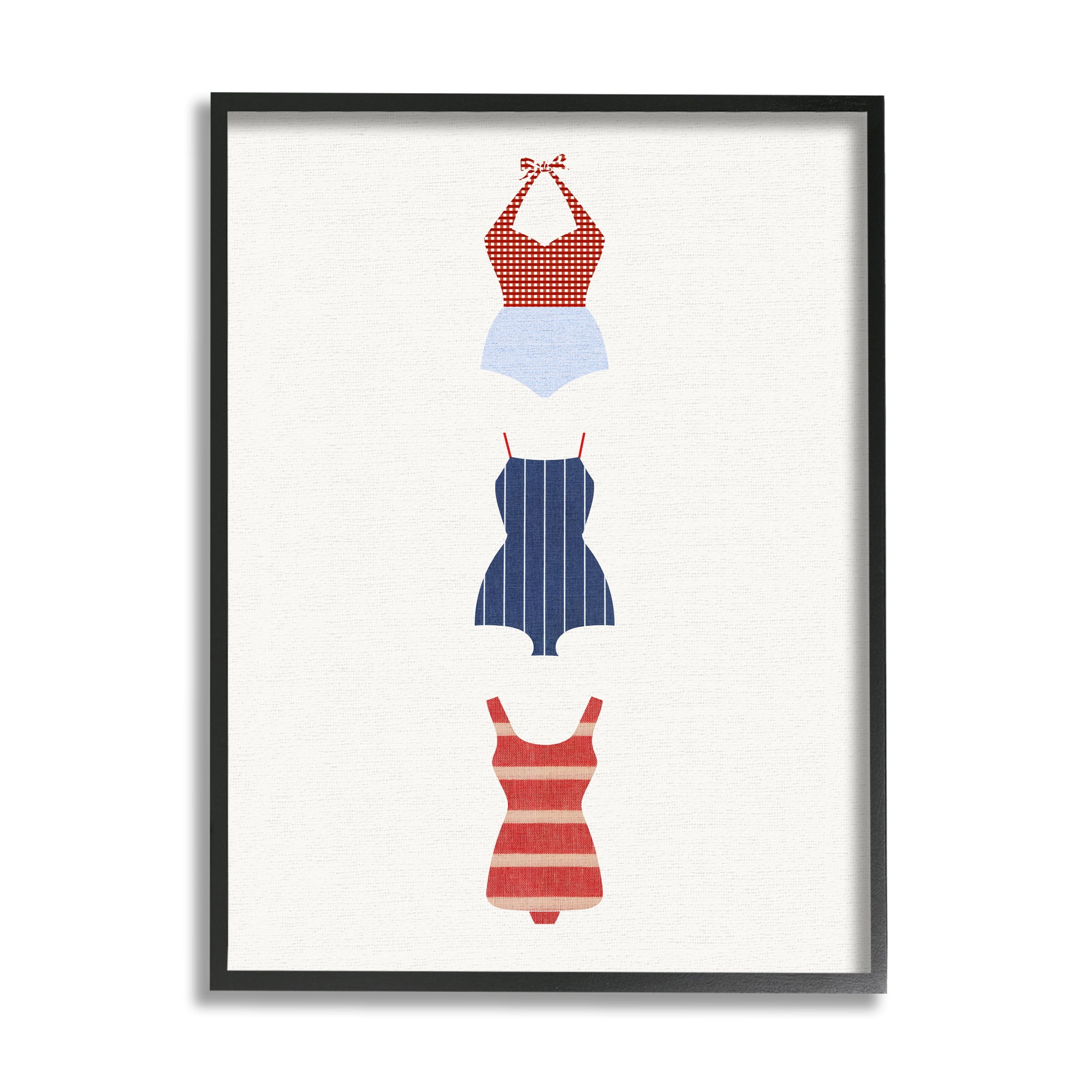 Stupell Industries Nautical Swim Style Beauty & Fashion Painting Black Framed Art Print Wall Art, 16 x 20