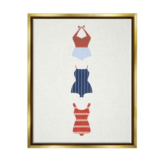 Stupell Industries Nautical Swim Style Beauty & Fashion Painting Gold Floater Framed Canvas Art Print Wall Art, 25 x 31