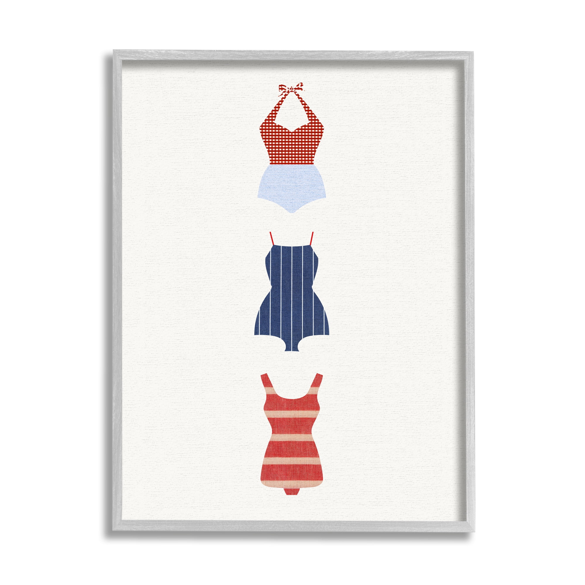 Stupell Industries Nautical Swim Style Beauty & Fashion Painting Gray Framed Art Print Wall Art, 11 x 14