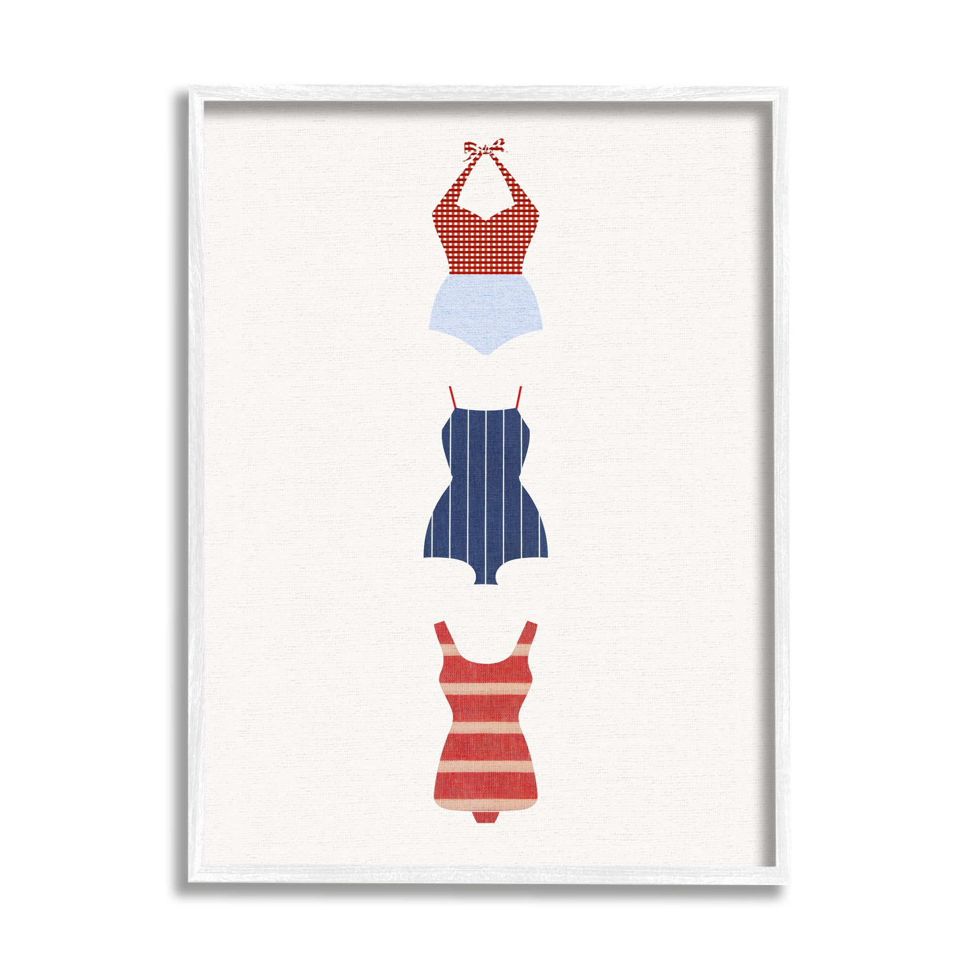Stupell Industries Nautical Swim Style Beauty & Fashion Painting White Framed Art Print Wall Art, 24 x 30