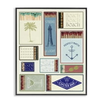 Stupell Industries Nautical Theme Matchboxes Food & Beverage Painting Black Framed Art Print Wall Art, 11 x 14