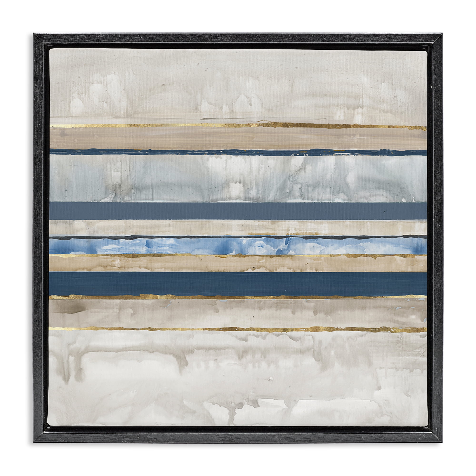 Stupell Industries Nautical Tone Stripes Abstract Painting Black Floater Framed Canvas Art Print Wall Art, 18 x 18