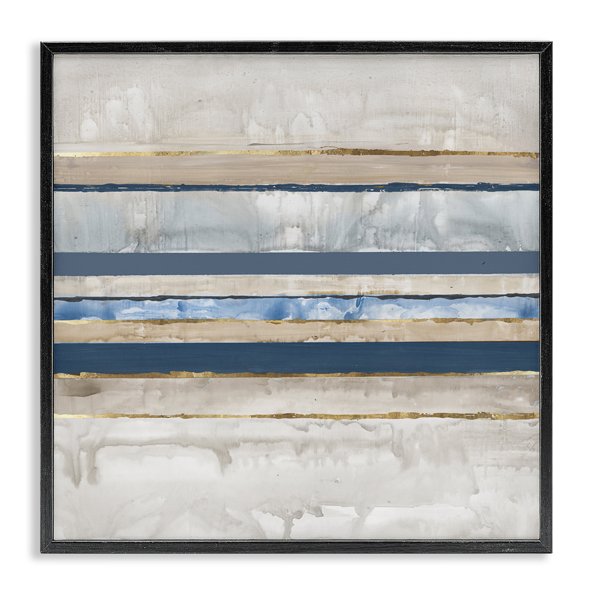 Stupell Industries Nautical Tone Stripes Abstract Painting Black Framed Art Print Wall Art, 12 x 12