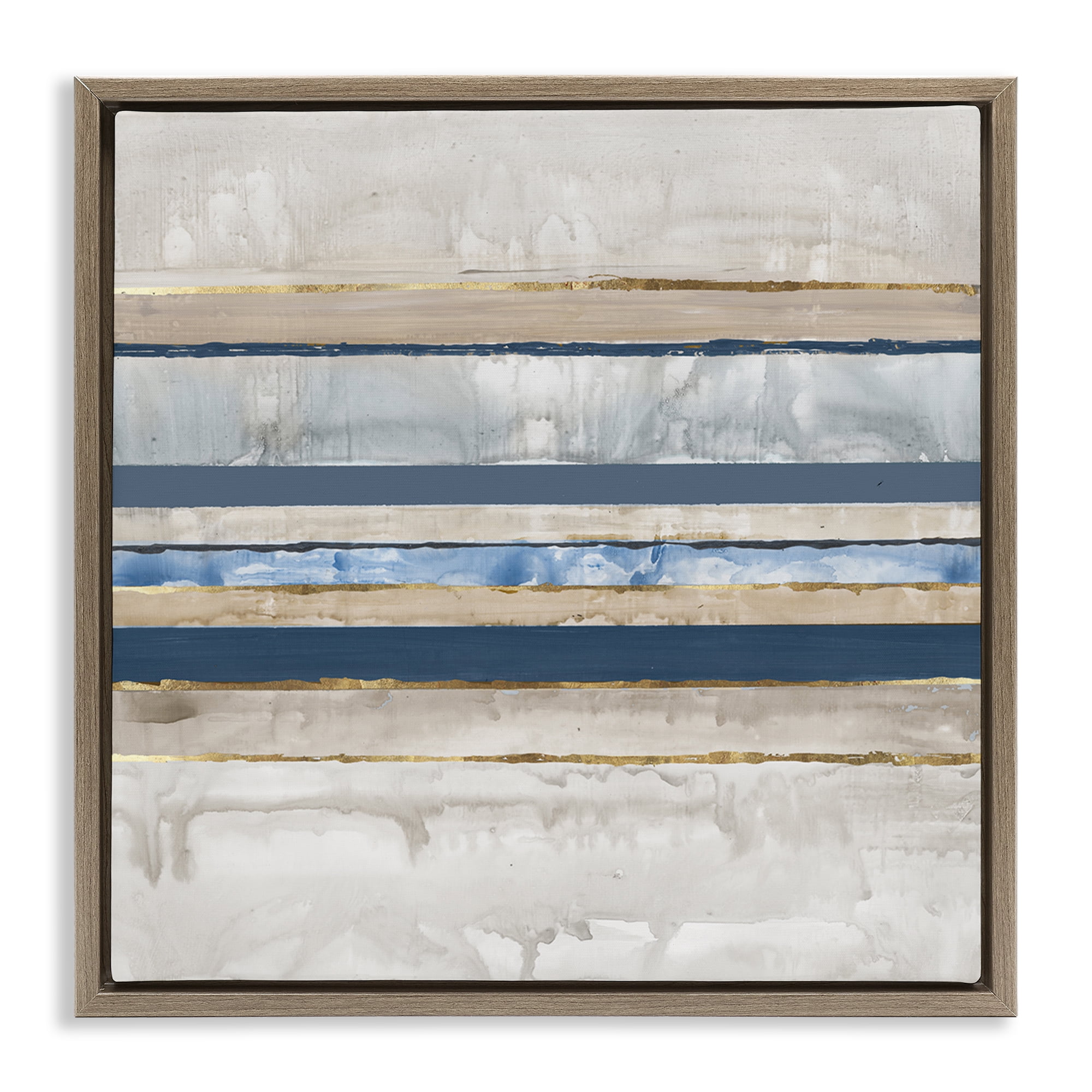 Stupell Industries Nautical Tone Stripes Abstract Painting Brown Floater Framed Canvas Art Print Wall Art, 25 x 25