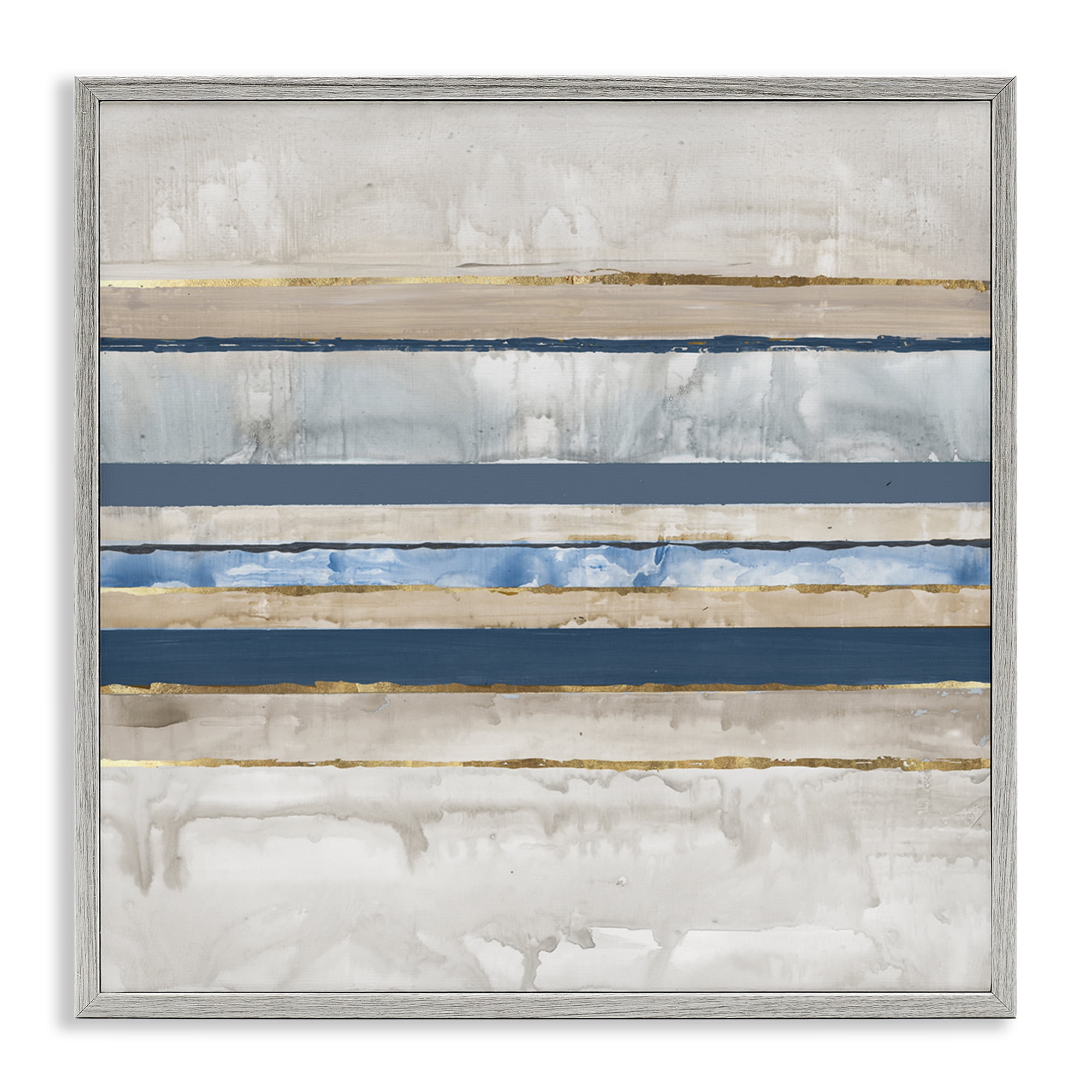 Stupell Industries Nautical Tone Stripes Abstract Painting Gray Framed Art Print Wall Art, 17 x 17
