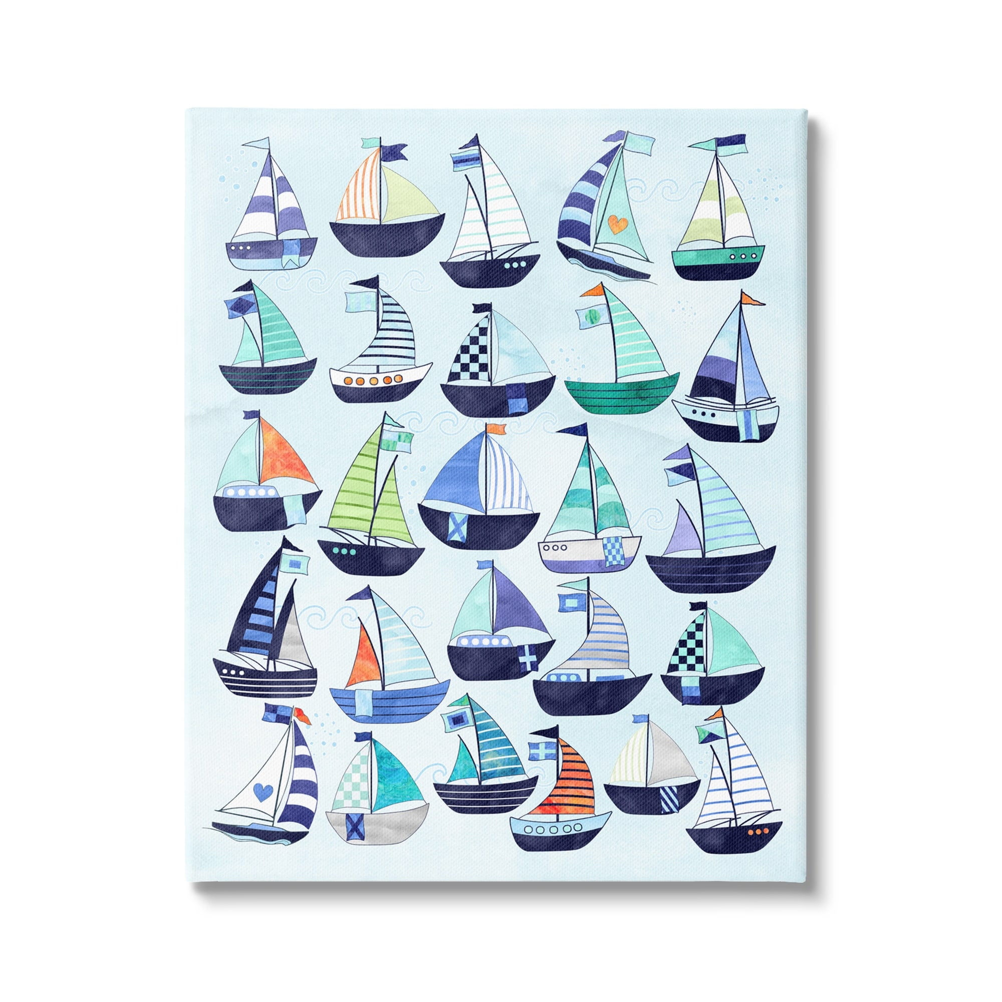 Stupell Industries Nautical Vibrant Sailboats Types Chart Illustration , 24 x 30, Design by Erica Billups