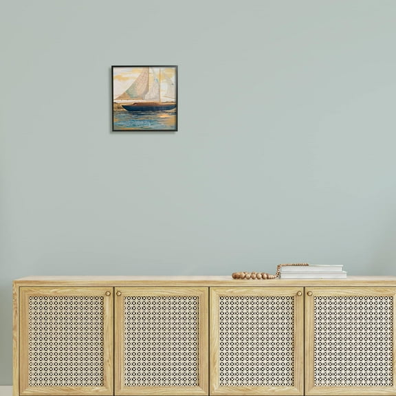 Stupell Industries Nautical Watercraft Boat Layered Map Ephemera Collage Painting Black Framed Art Print Wall Art, Design by Stacy Gresell