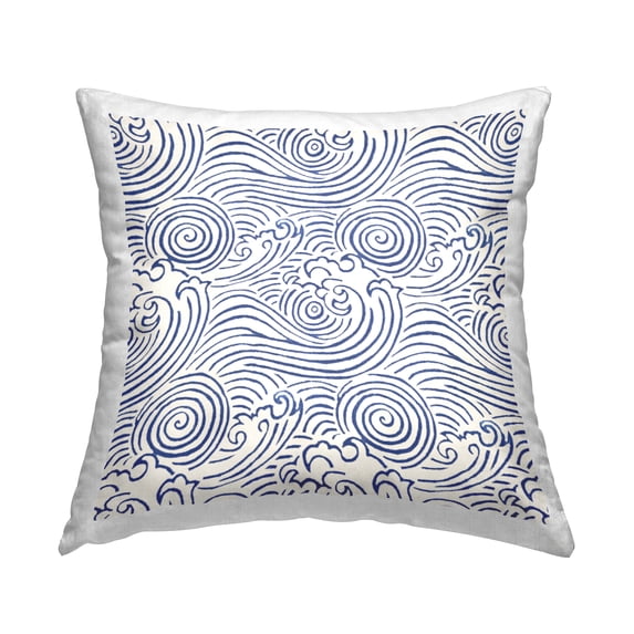 Stupell Industries Nautical Wave Pattern Decorative Printed Throw Pillow, 18 x 18