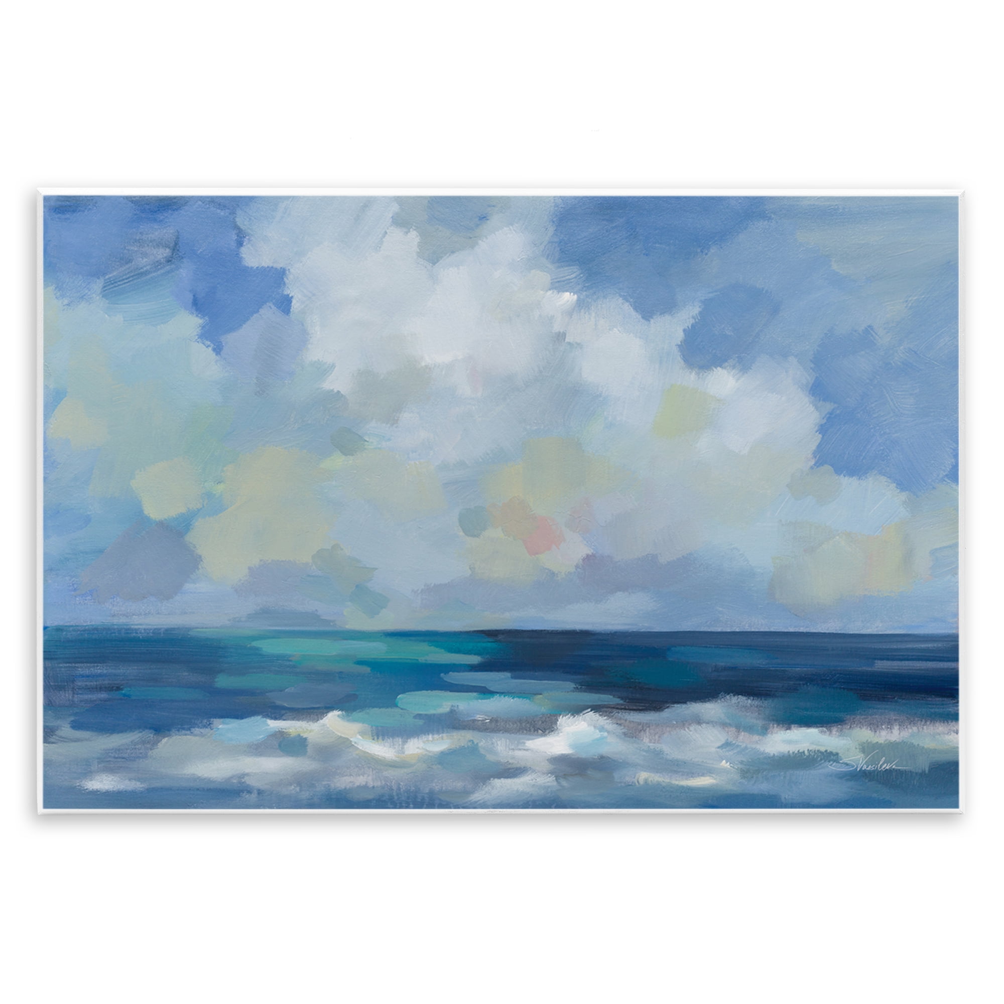 Stupell Industries Nautical Waves & Clouds Nautical & Beach Painting Unframed Art Print Wall Art, 19 x 13