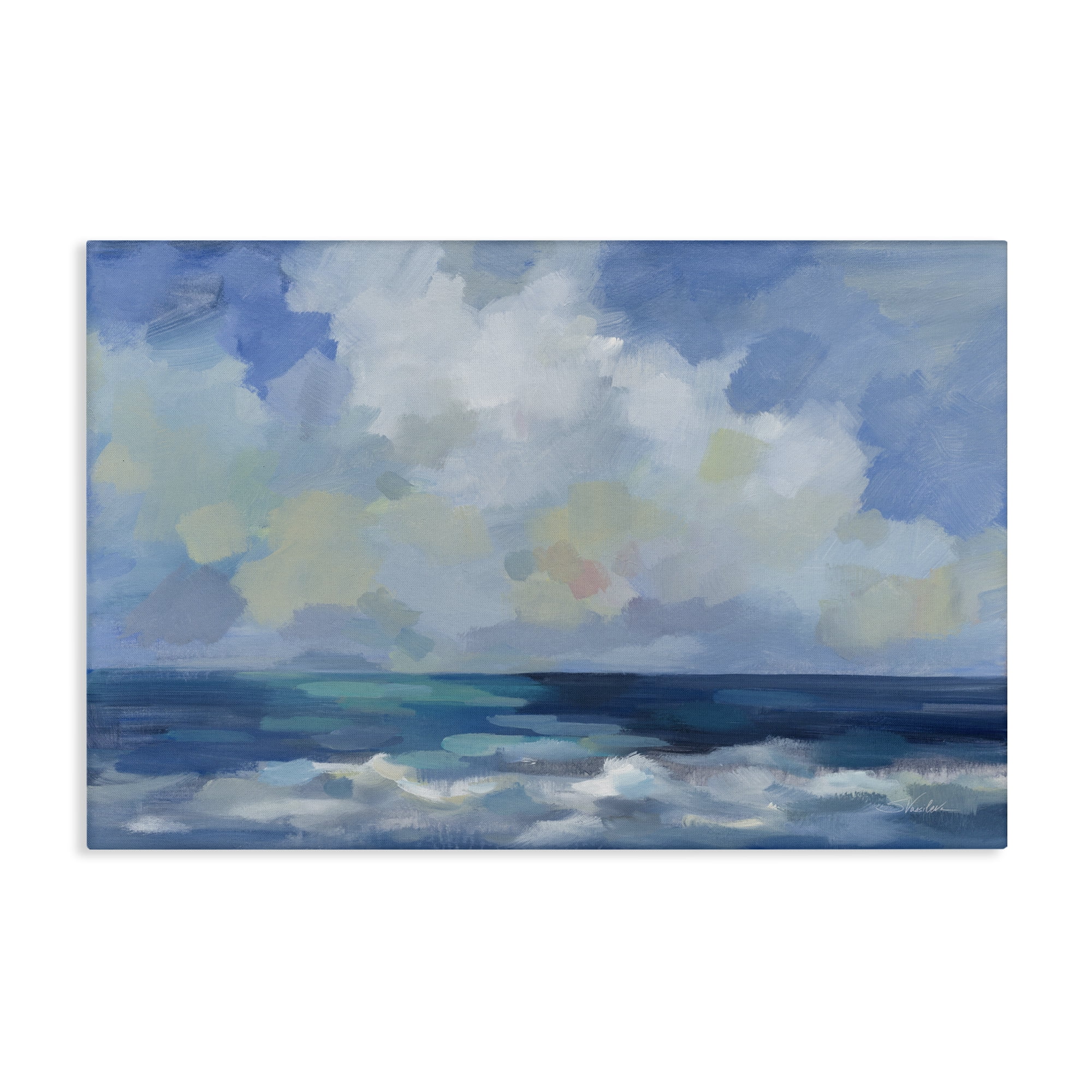 Stupell Industries Nautical Waves & Clouds Nautical & Beach Painting Wrapped Canvas Art Print Wall Art, 45 x 30