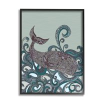 Stupell Industries Nautical Whale Surrounded Intricate Patterned Swirl Shapes Graphic Art Black Framed Art Print Wall Art, Design by Valentina Harper