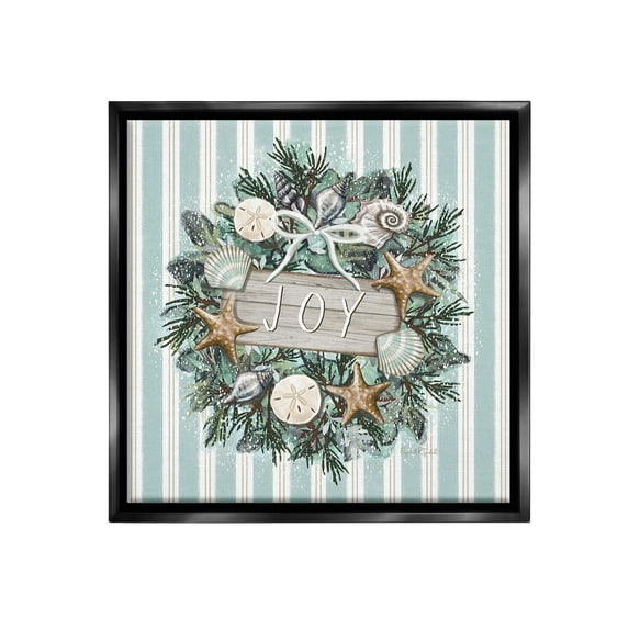 Stupell Industries Nautical Winter Wreath Holiday Painting Black Floater Framed Canvas Art Print Wall Art, 25 x 25