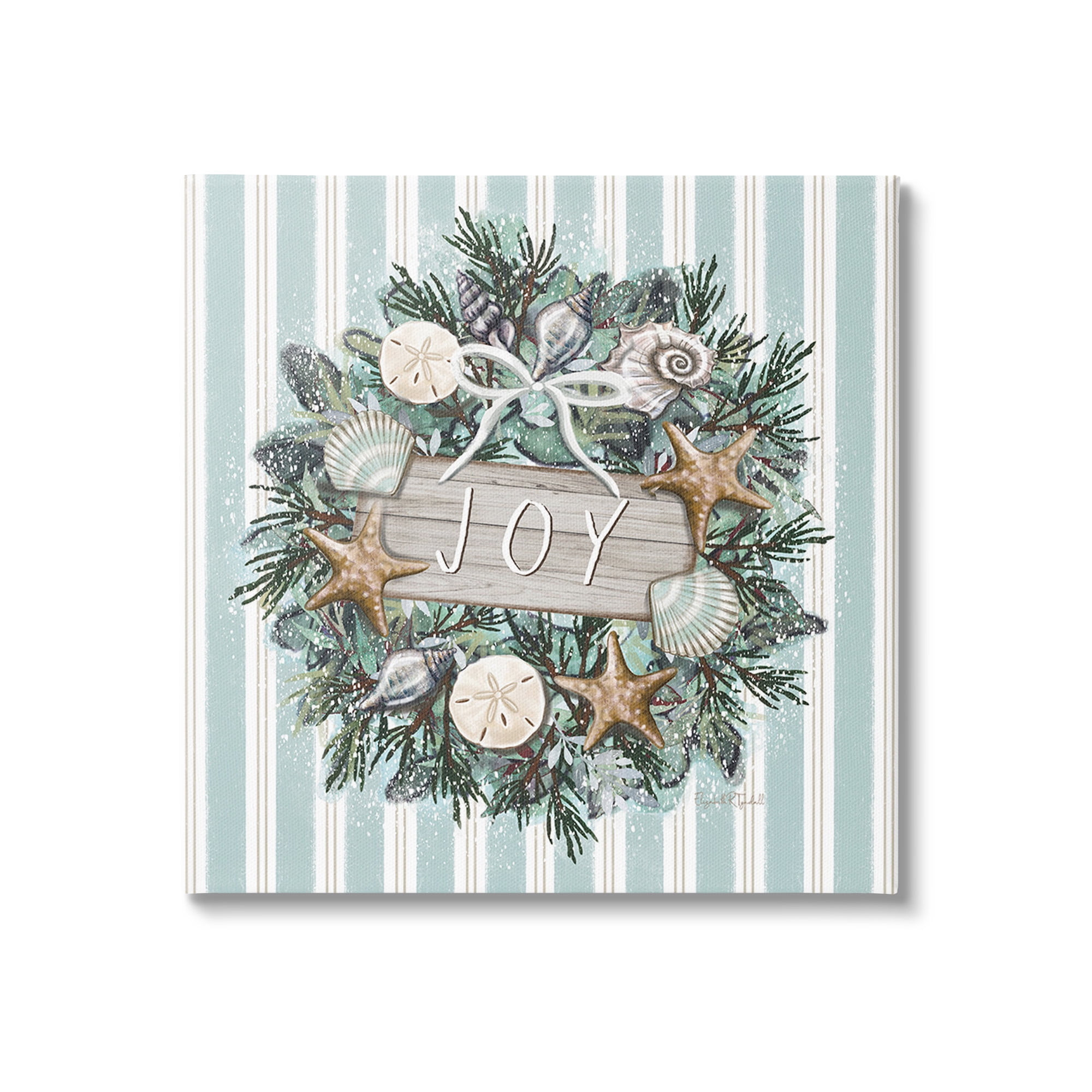 Stupell Industries Nautical Winter Wreath Holiday Painting Gallery Wrapped Canvas Art Print Wall Art, 17 x 17