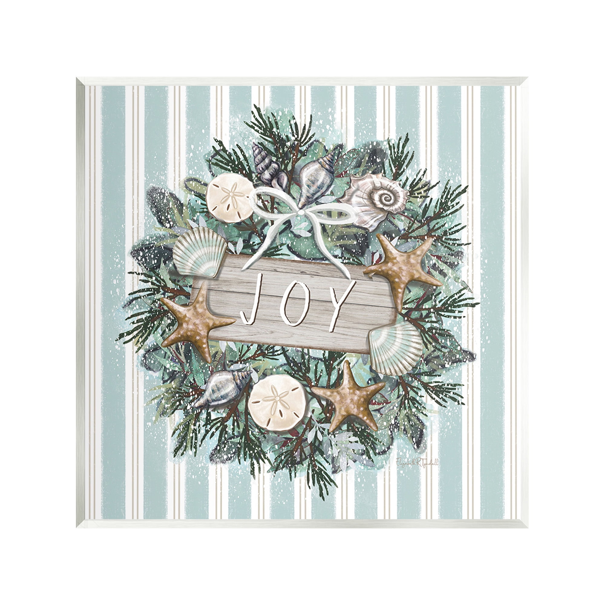 Stupell Industries Nautical Winter Wreath Holiday Painting Unframed Art Print Wall Art, 12 x 12