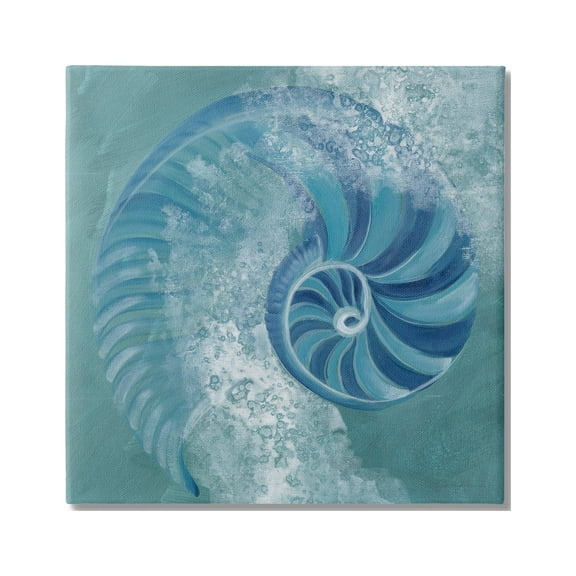 Stupell Industries Nautilus Shell Water Bubbles Animals & Insects Painting Gallery Wrapped Canvas Print Wall Art, 17 x 17