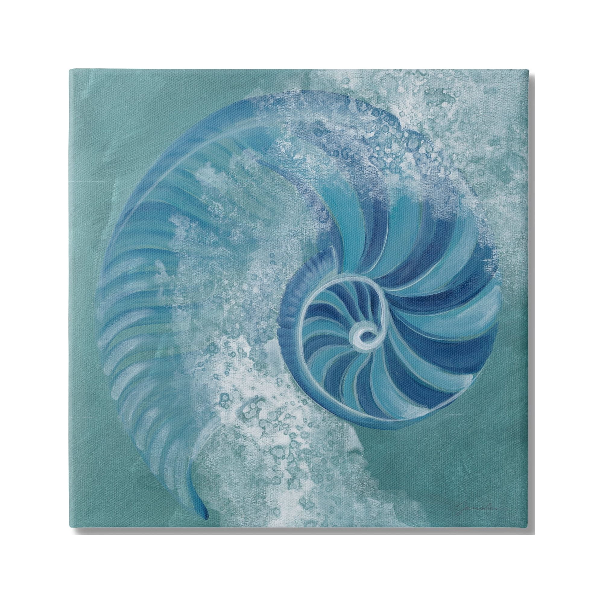 Stupell Industries Nautilus Shell Water Bubbles Animals & Insects Painting Gallery Wrapped Canvas Print Wall Art, 36 x 36
