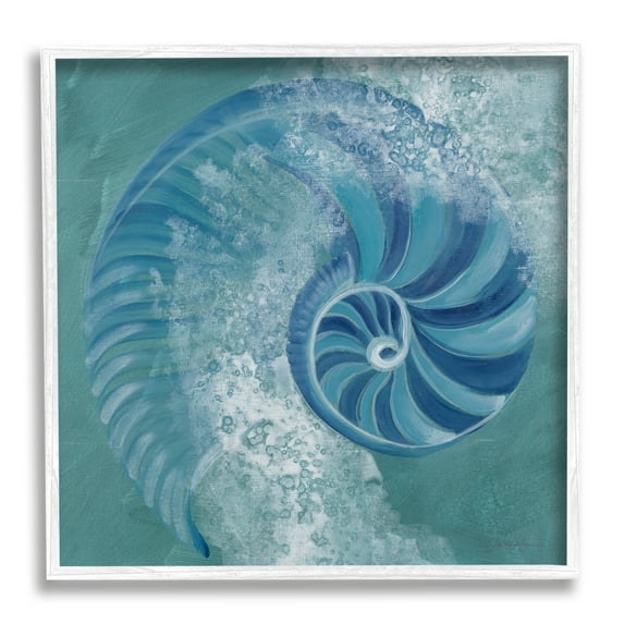 Stupell Industries Nautilus Shell Water Bubbles Animals & Insects Painting White Framed Art Print Wall Art, 24 x 24