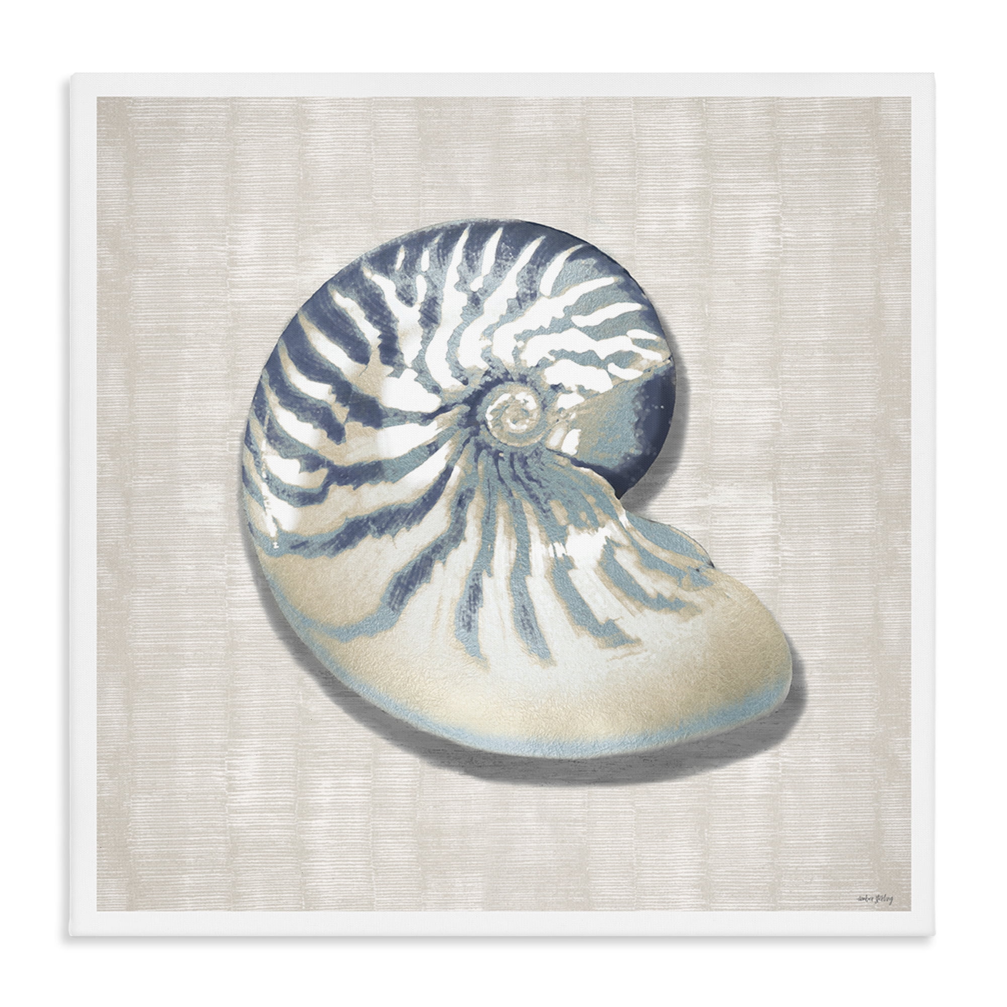 Stupell Industries Nautilus Shell in Misty Blue Canvas Wall Art, design by Amber Sterling