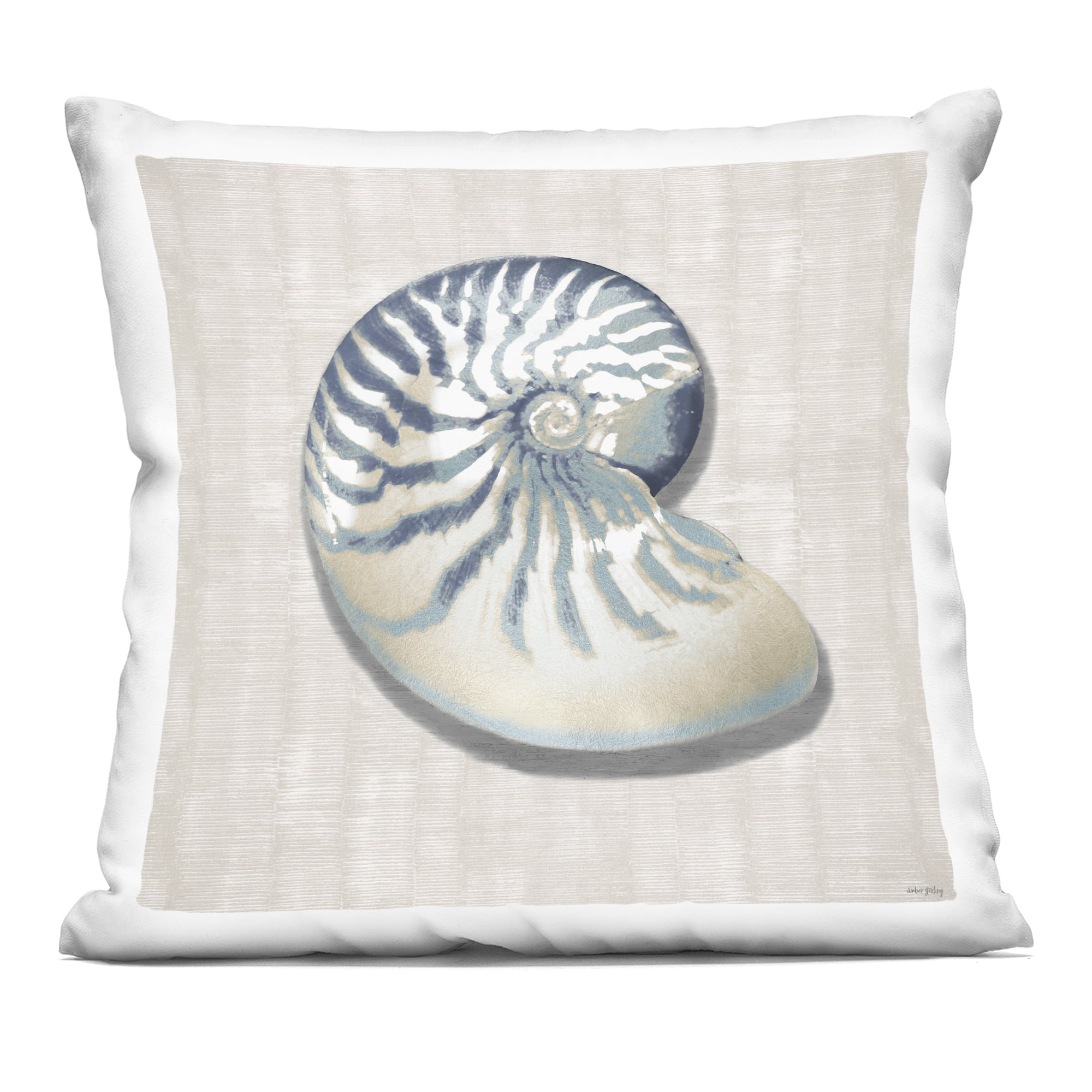 Stupell Industries Nautilus Shell in Misty Blue Decorative Printed Throw Pillow, design by Amber Sterling, 18 x 7 x 18