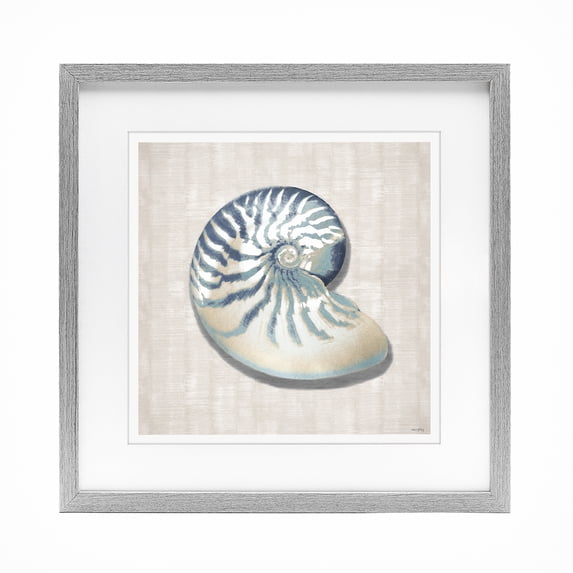 Shell Posster Blue Stupell Industries Transitional Nautilus Shell in Misty Blue Gray ...