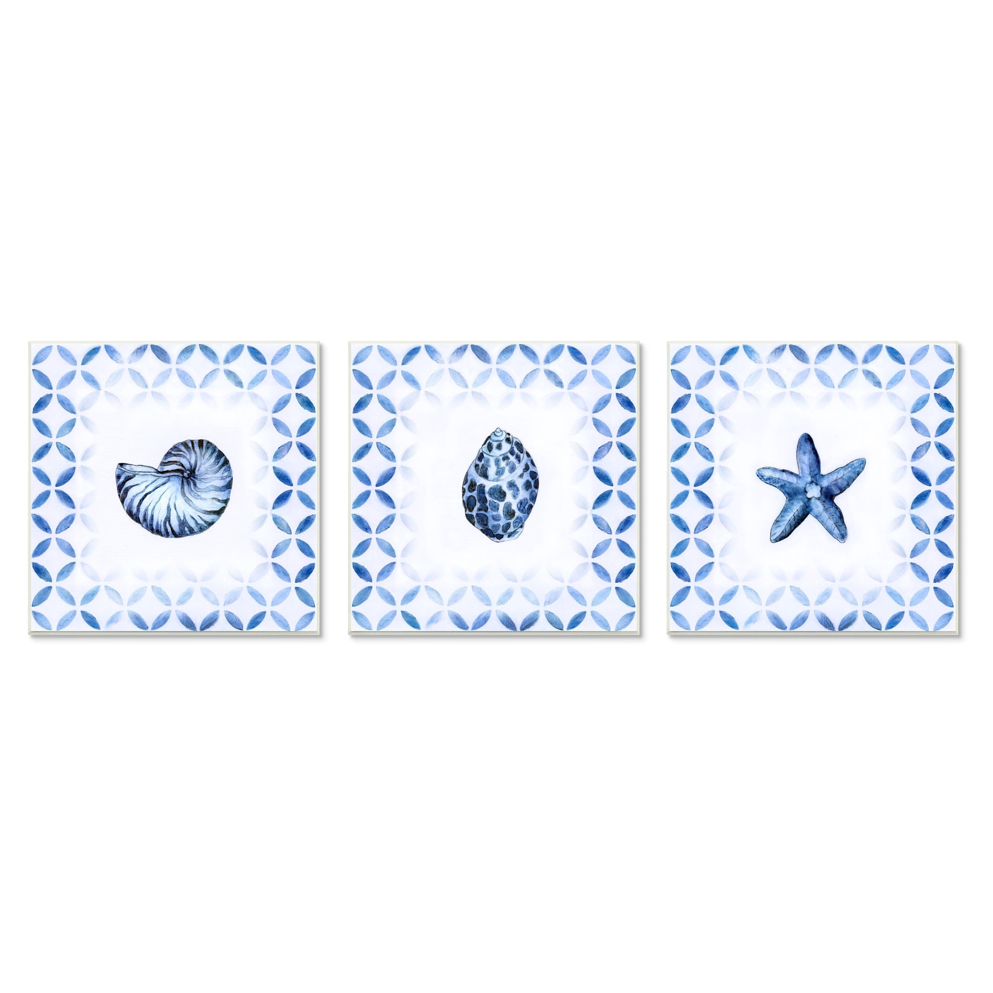 Stupell Industries Nautilus Spiral Shell Starfish Blue Aquatics Circle Pattern, 12 x 12, Design by Tava Studios​