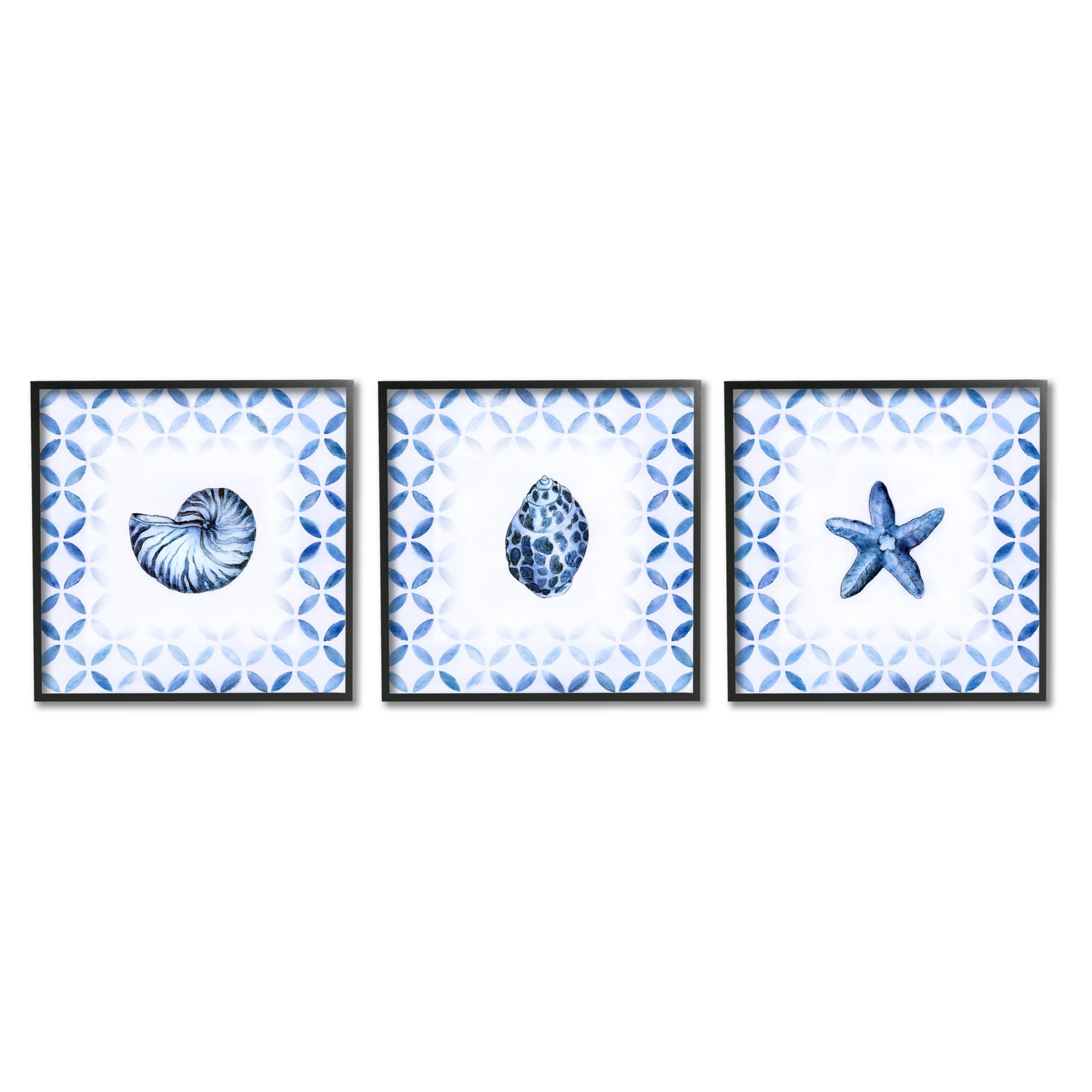 Stupell Industries Nautilus Spiral Shell Starfish Blue Aquatics Circle Pattern, 17 x 1.5 x17, Design by Tava Studios​