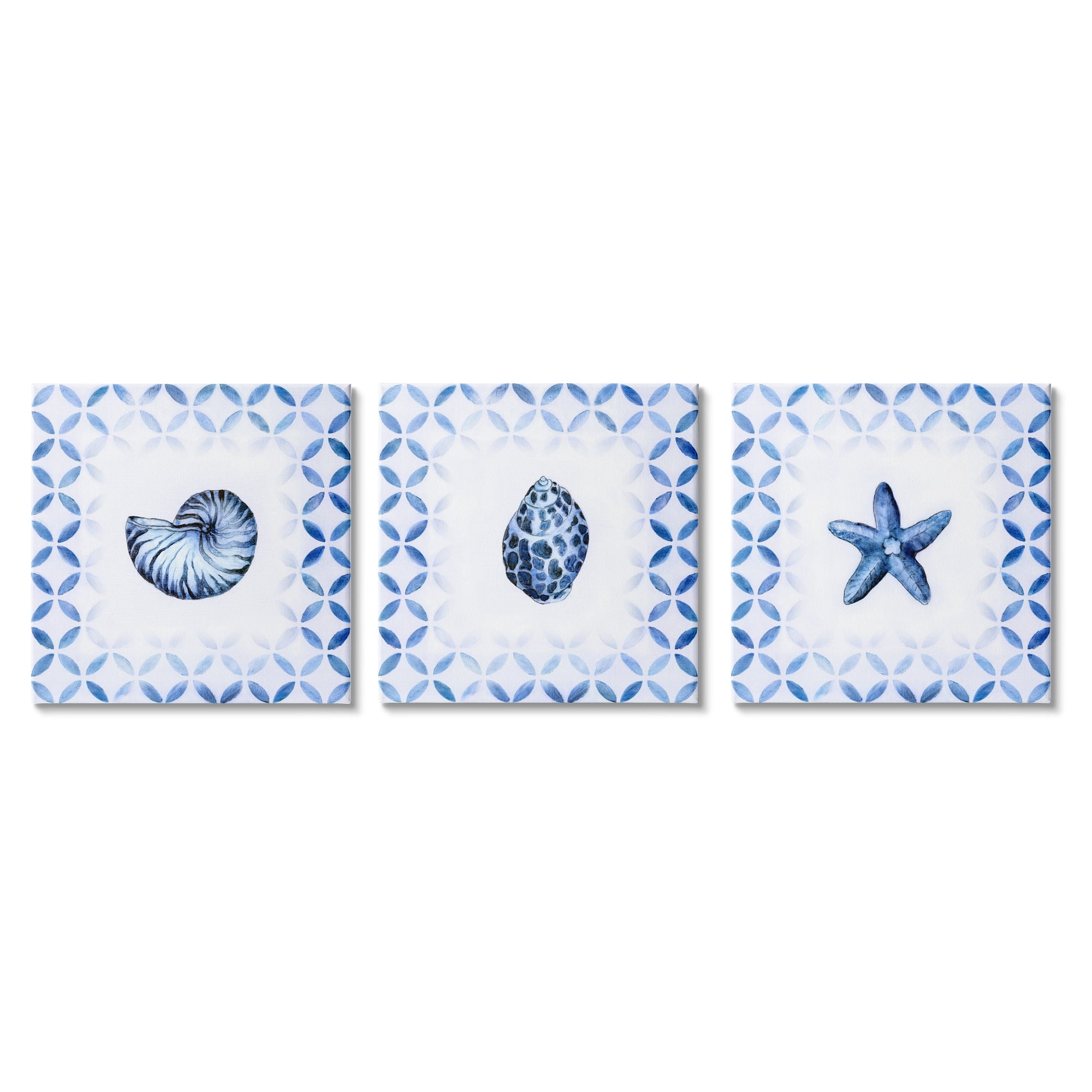 Stupell Industries Nautilus Spiral Shell Starfish Blue Aquatics Circle Pattern, 17 x 17, Design by Tava Studios​