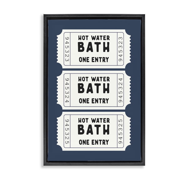 Stupell Industries Navy Bath Ticket Stubs Black Framed Floater Canvas Wall Art design by Lettered and Lined, 25 x 17