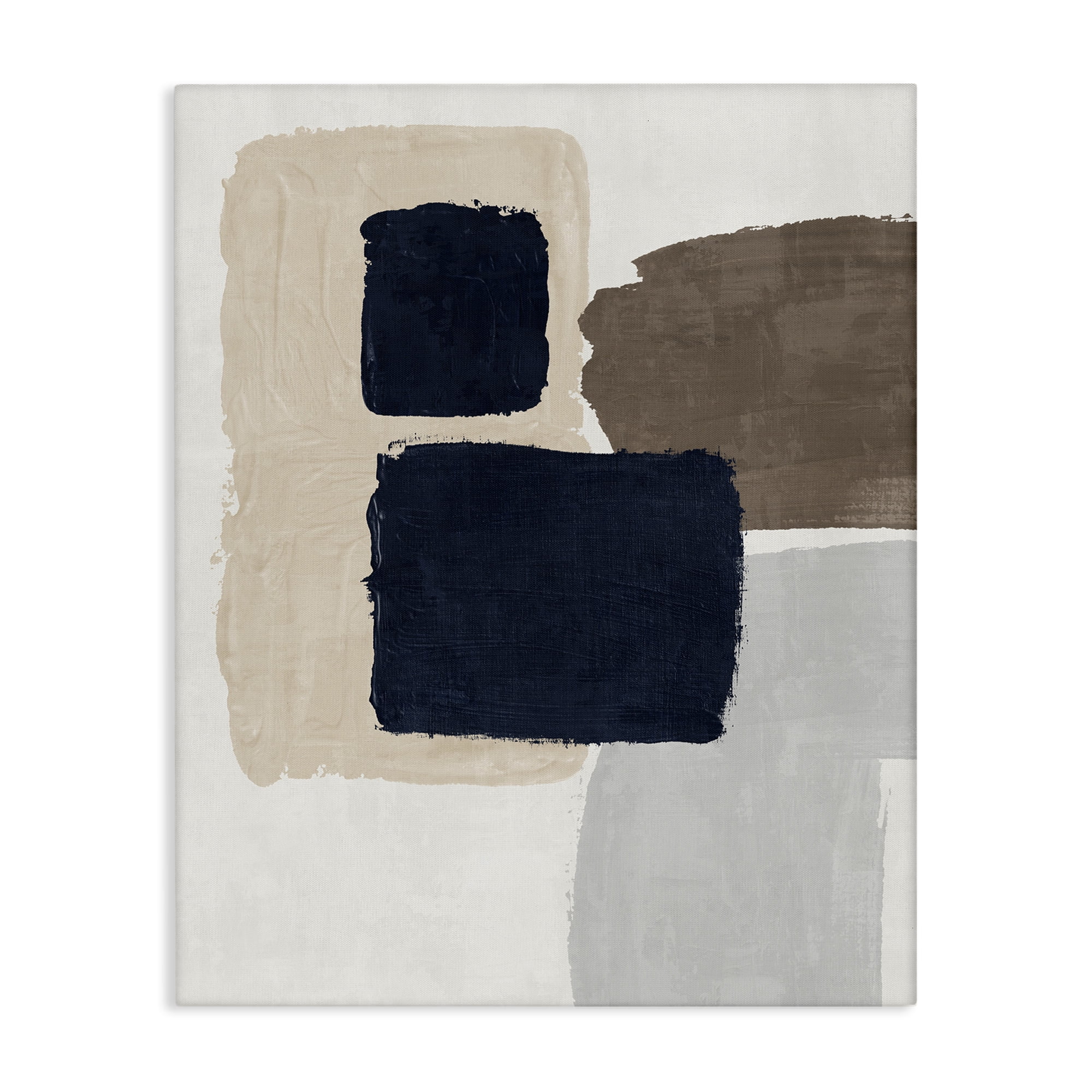 Stupell Industries Navy Blocked Shapes Abstract Painting Gallery Wrapped Canvas Art Print Wall Art, 24 x 30