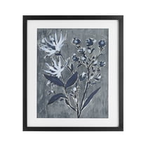 Stupell Industries Navy Blue Flowers Black Framed Print Under Glass design by June Erica Vess, 16 x 13