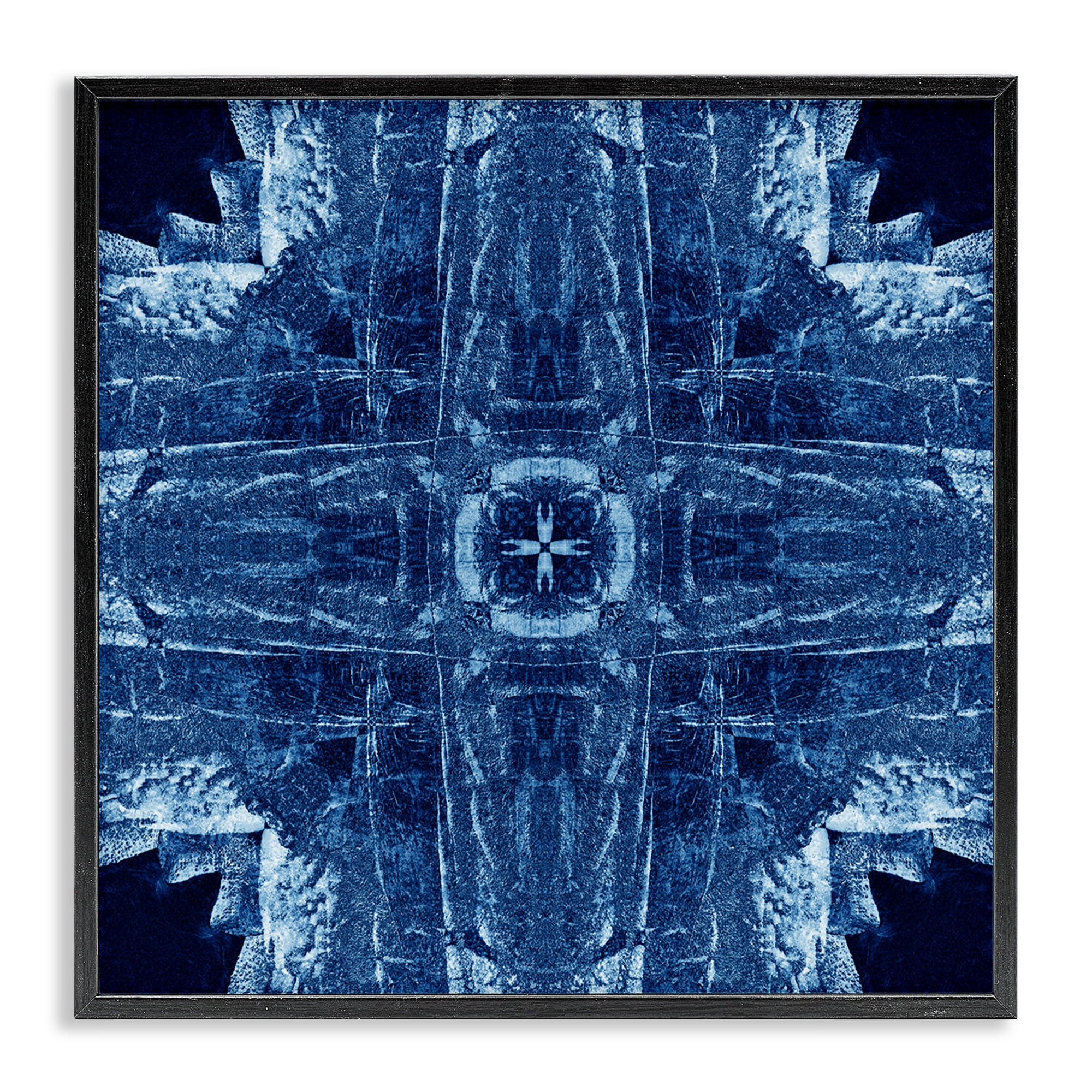 Stupell Industries Navy Blue Geometric Shapes Abstract Painting Black Framed Art Print Wall Art, 12 x 12