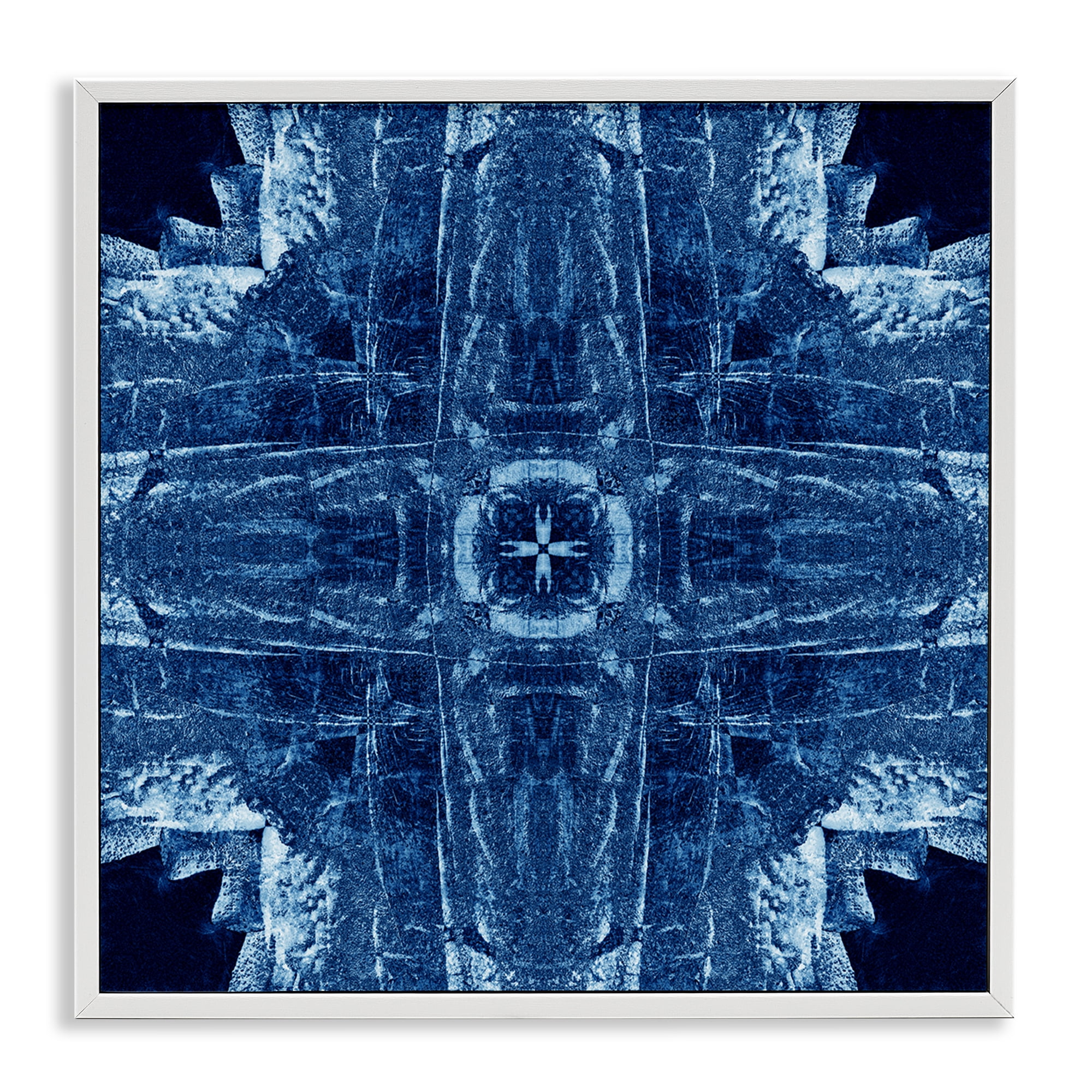 Stupell Industries Navy Blue Geometric Shapes Abstract Painting White Framed Art Print Wall Art, 24 x 24