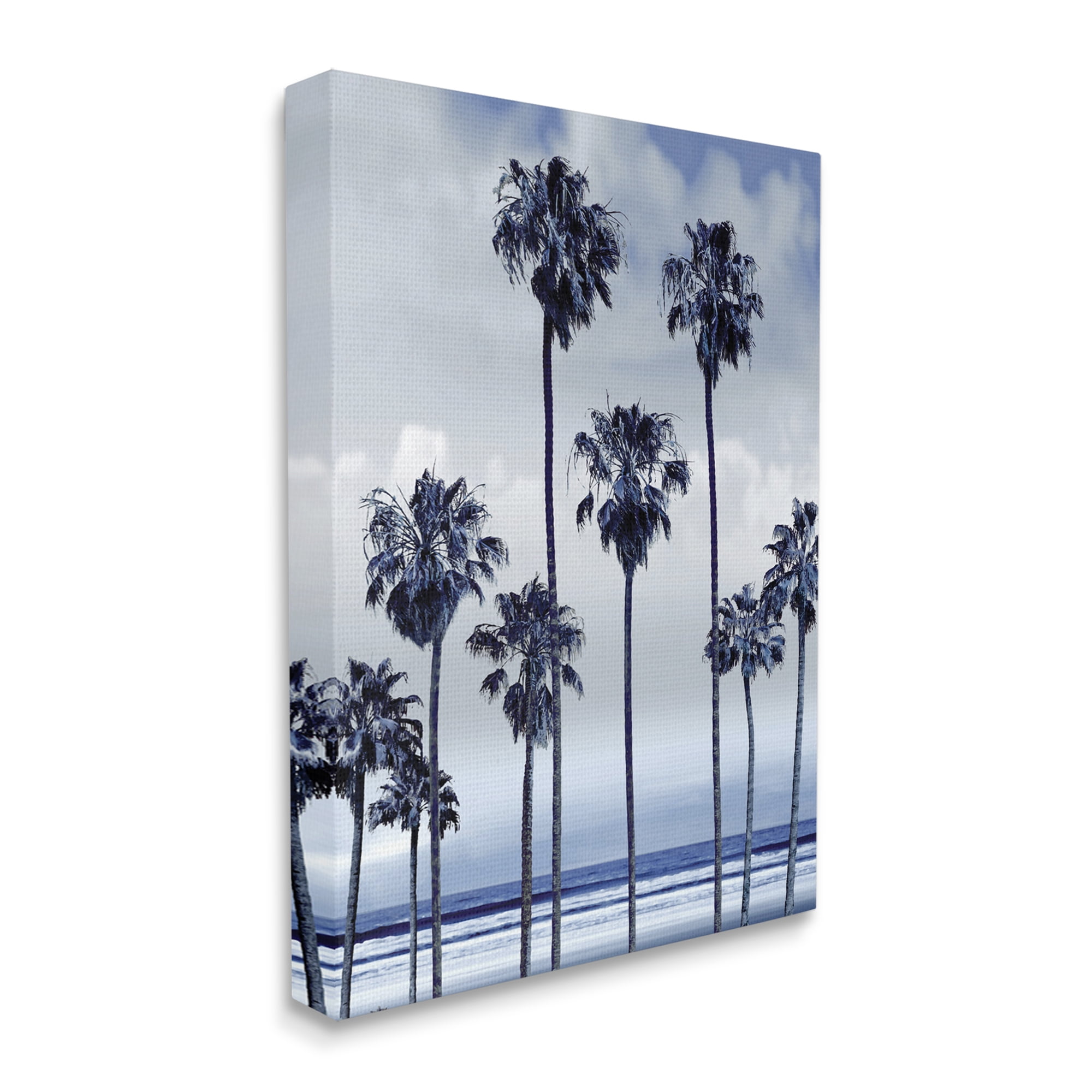 Stupell Industries Navy Blue Palm Trees on Coastline Monochromatic,30 x 40,Designed by Devon Davis